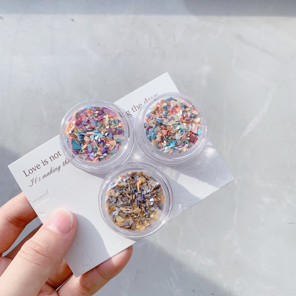 เล็บเปลือกชิ้นหอยเป๋าฮื้อชิ้นญี่ปุ่นผสมสี Fragments แพทช์เล็บ ...