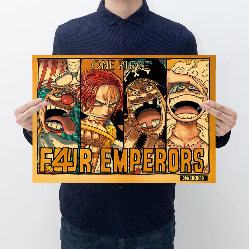 โปสเตอร์กระดาษคราฟท์ ลายการ์ตูนอนิเมะ One Piece Four Emperor B Style ...
