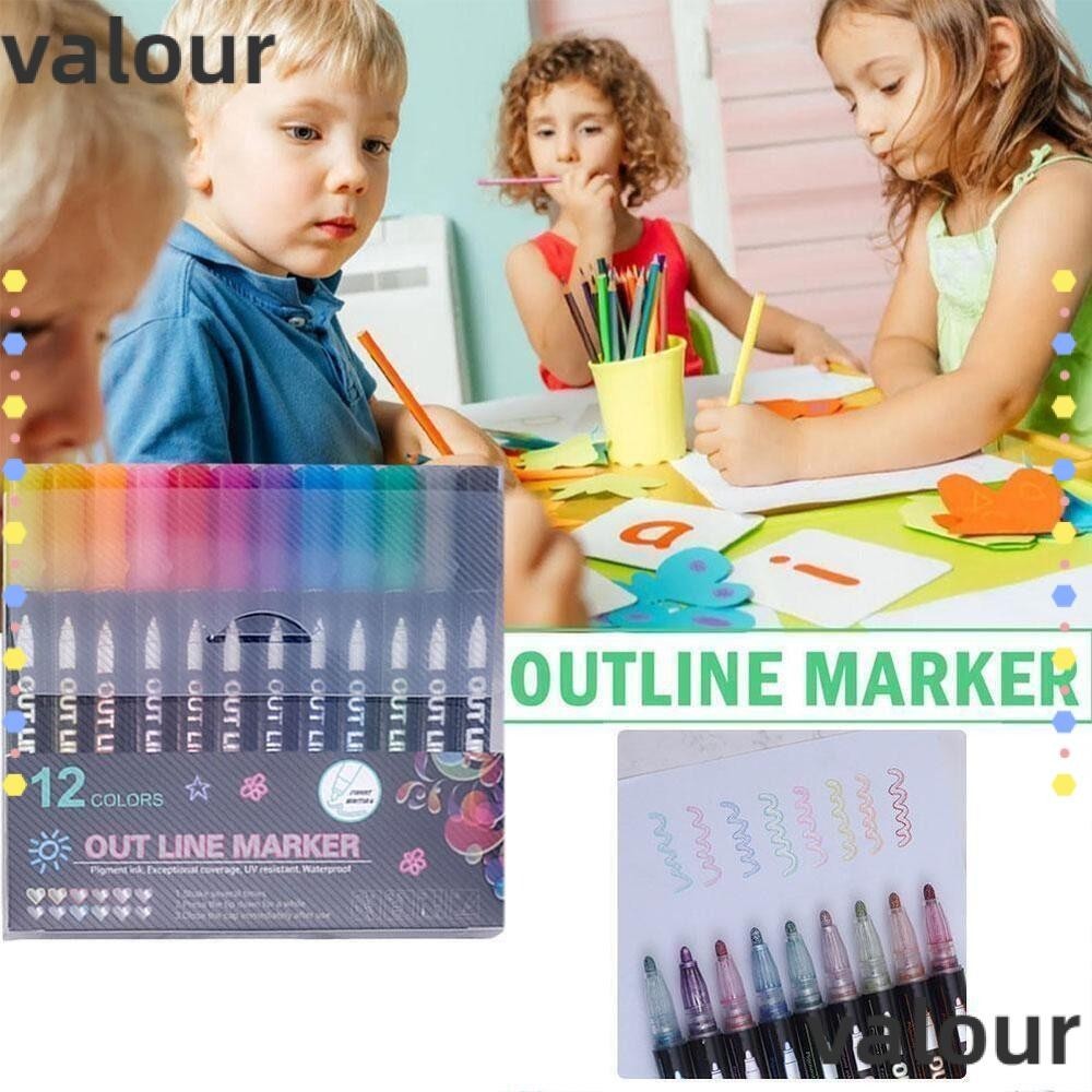 Valour ปากกามาร์กเกอร์ PVC ลายคริสต์มาส เส้นคู่ หัวไฟเบอร์ คุณภาพสูง ...