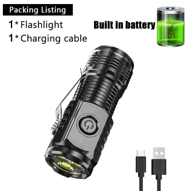 ไฟฉาย LED P35 3*P35 ขนาดเล็ก ชาร์จแบตเตอรี่ในตัว ไฟฉาย 5 โหมด พร้อมโคม ...