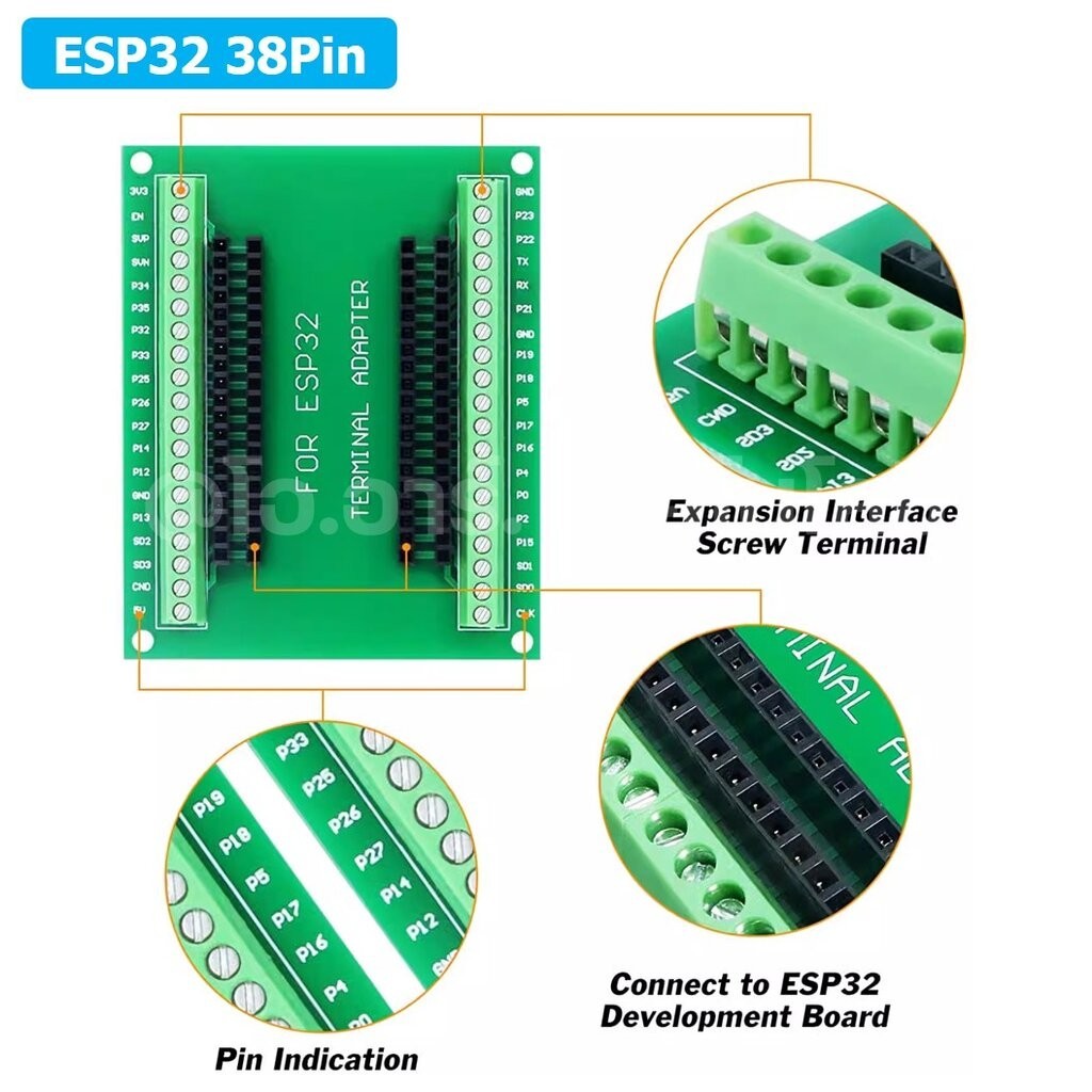 CB002 ฐานรองบอร์ด ESP32 38pin ESP32S Terminal Expansion Board บอร์ดขยาย ...