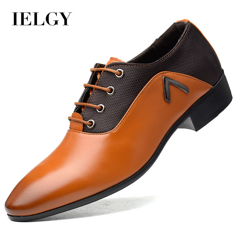 Ielgy Mens Business Dress Shoes plus size Casual Pointed Leather Lace Up Shoes Shopee Thailand