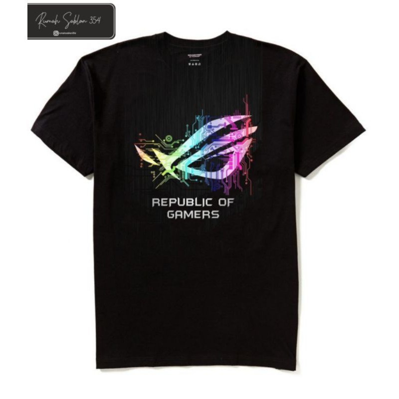 เสื้อยืด พิมพ์ลายโลโก้ Rog Republic Of gamers สีดํา สําหรับผู้ชาย และ ...