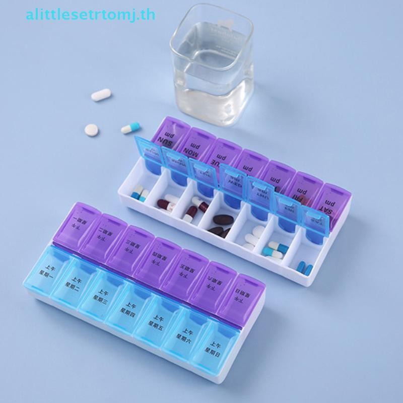 Alittlese Pill Box Case 7 Day Weekly Medicine Storage Box Double Row ...