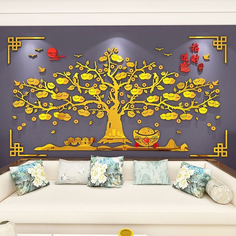 Fortune Treasure Fortune Tree 3D อะคริลิคผนังพื้นหลังสามมิติ | Shopee ...