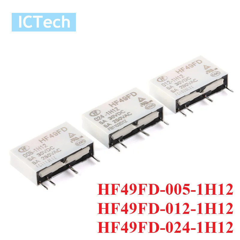 10 Stück HF49FD Relais Set - 5V 12V 24V DC 5A Überlastschutz