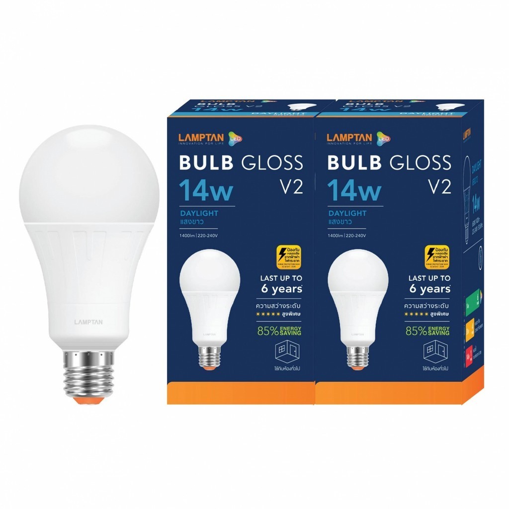 Electrol_Shop LAMPTAN หลอดไฟ LED BULB 14W แสงเดย์ไลท์ รุ่น GLOSS V2 E27 ...