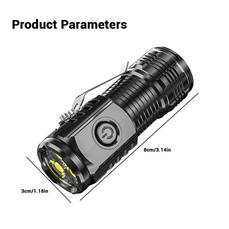 ไฟฉาย LED P35 3*P35 ขนาดเล็ก ชาร์จแบตเตอรี่ในตัว ไฟฉาย 5 โหมด พร้อมโคม ...