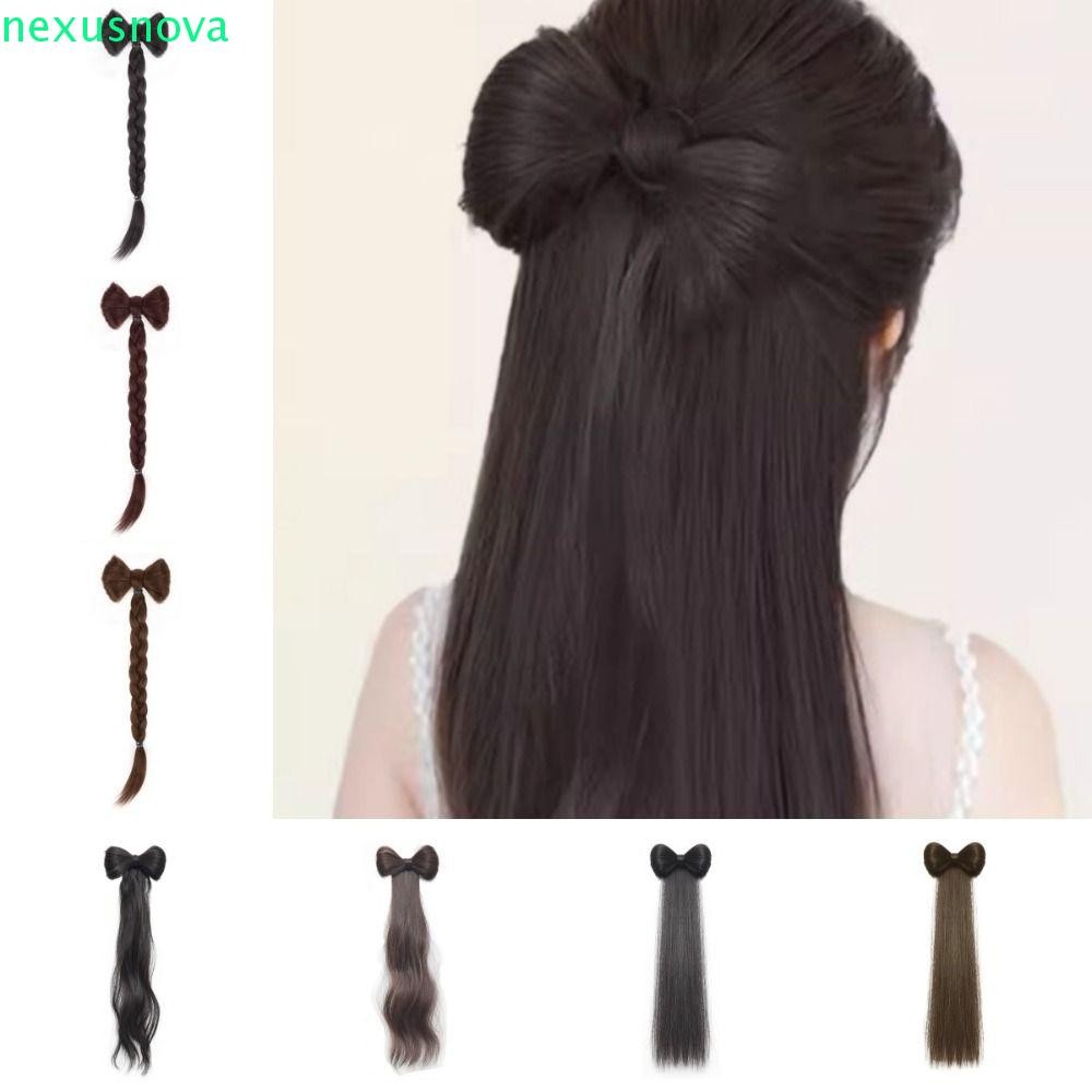 Nexusnova Bowknot วิกผมครึ่งผูก, หัวลูกชิ้น Hanfu Braid วิกผมผมหางม้า ...