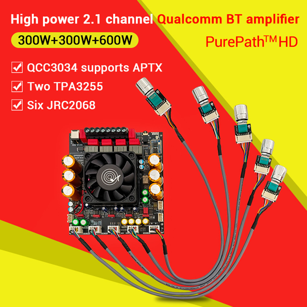 Zk-aptx3 Qualcomm Bt เครื่องขยายเสียง 2.1 ช่อง 300W + 300W + 600W ชิป ...