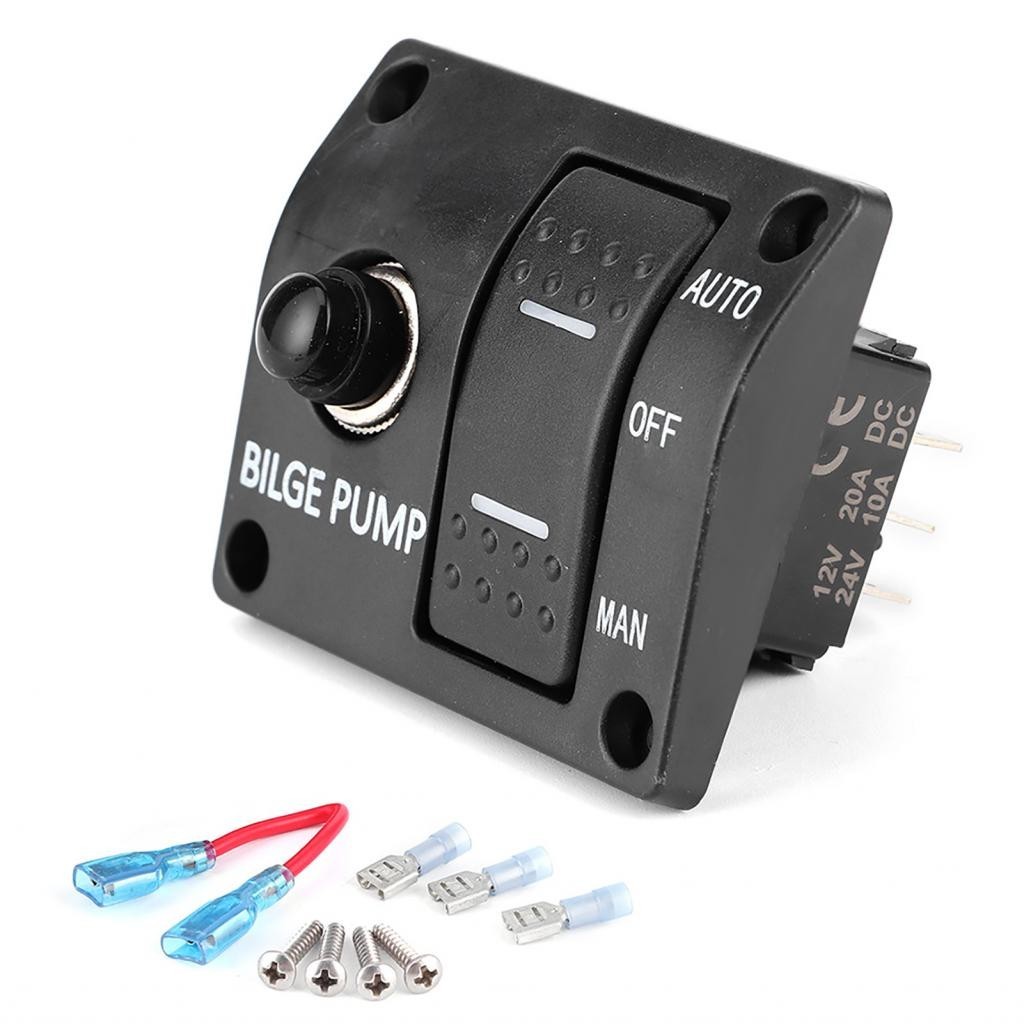 Cloudshop1 ปั๊มน้ำท้องเรือ Rocker Switch 3-Way แผงอัตโนมัติ/ปิด/คู่มือ ...