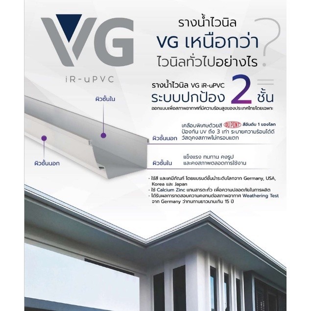 VG First R2 รางยาว 6 - 4 เมตร พร้อม อุปกรณ์ รางน้ำ ฝน ไวนิล สีครีม ครบ ...