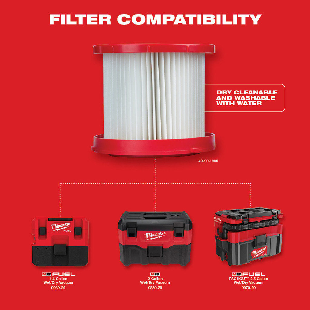 Milwaukee ไส้กรองเครื่องดูดฝุ่น HEPA FILTER รุ่น 49-90-1900 ใช้กับ ...