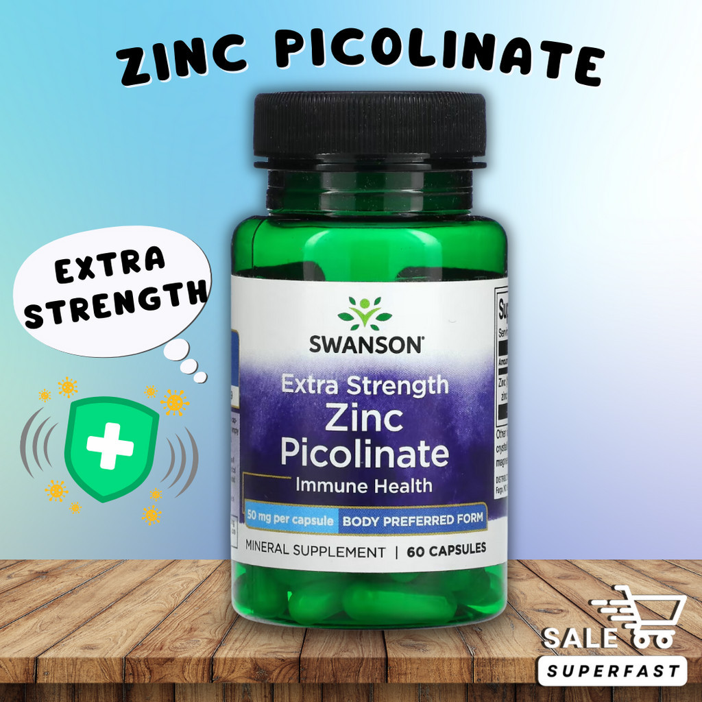 ลอตใหม่! Exp.2027, Swanson, Extra Strength Zinc Picolinate, 50 มก. 60 ...