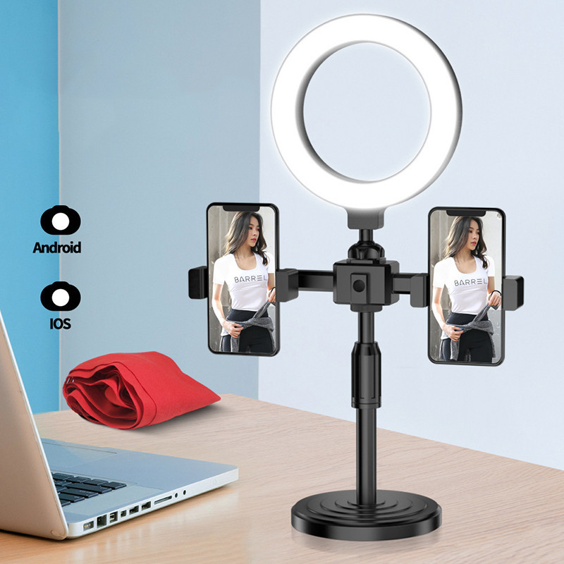 ไฟไลฟ์สด ไฟวงแหวนLED+พร้อมขาตั้ง+2 ที่จับมือถือ โหมดไฟ 3 สี / 10 ระดับ ...