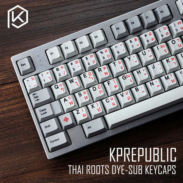 คีย์แคปไทย kprepublic Thai Thai Root Root Factory สีเทาสีขาวระเหิด ...
