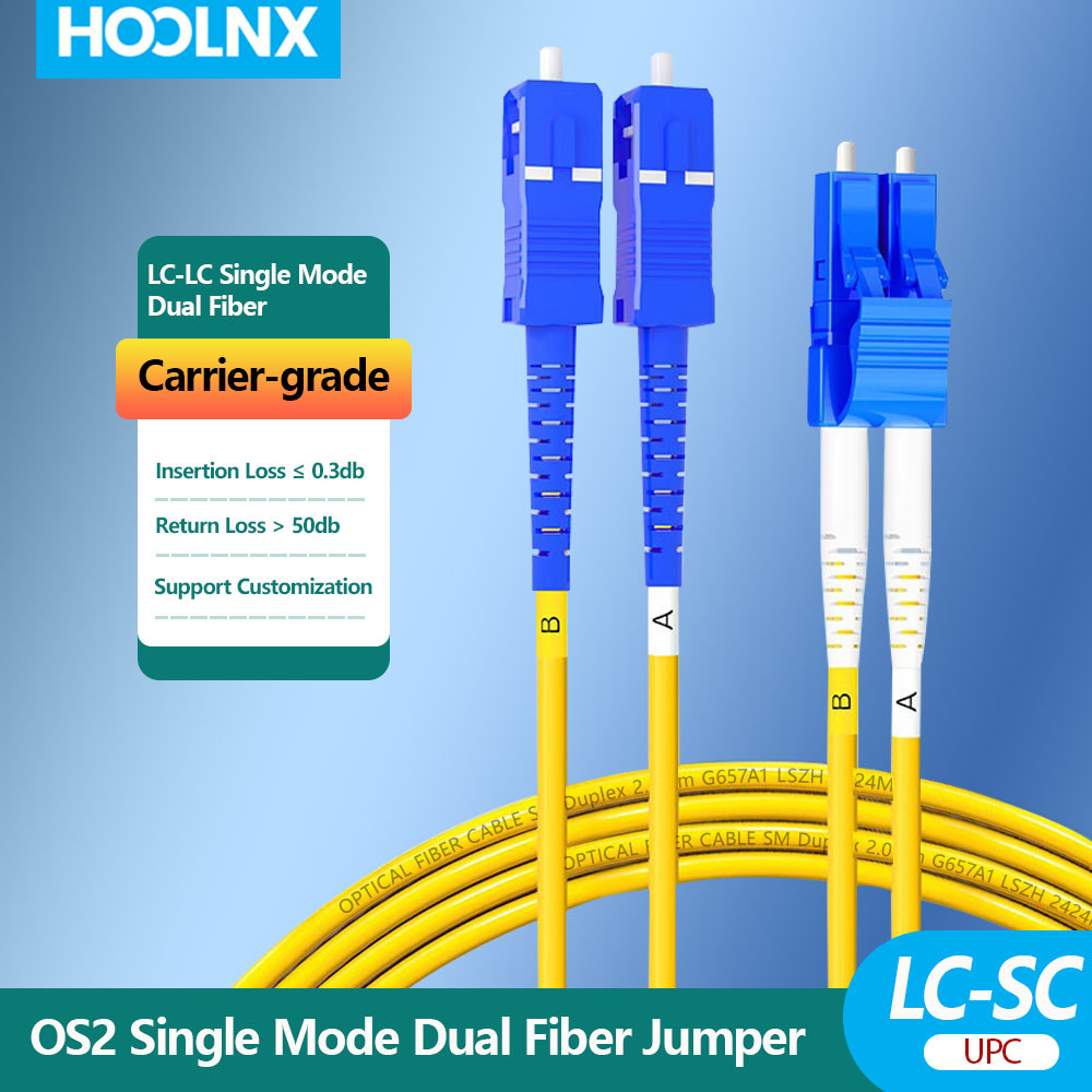 Hoolnx OS2 LC to SC UPC Duplex Single-Mode Fiber Optic Patch Cable, 2 ...