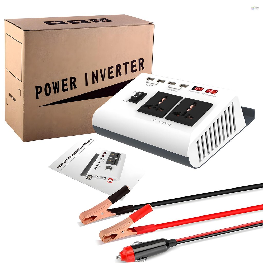 300w Power Inverter DC 12V to AC 220V Car Charger Converter พร้อม 4 ...