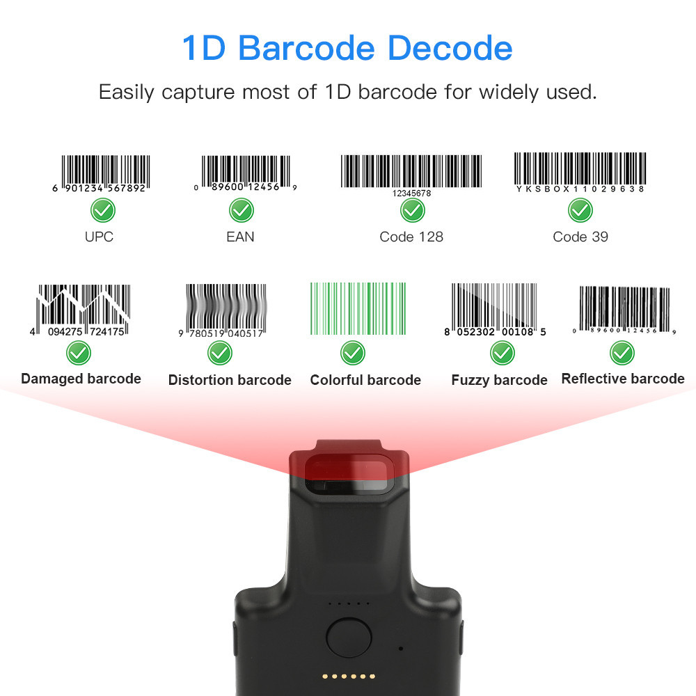 Eyoyo 2D Back Clip Bluetooth Barcode Scanner ใช้กับโทรศัพท์,แบบพกพา Bar ...