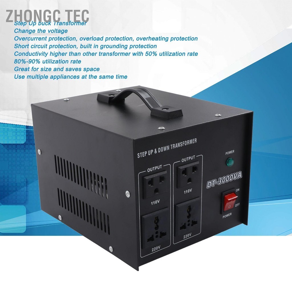 Zhongc Tec Power Transformer สีแดงขดลวดทองแดงแบบพกพา Heavy Duty Boost ...