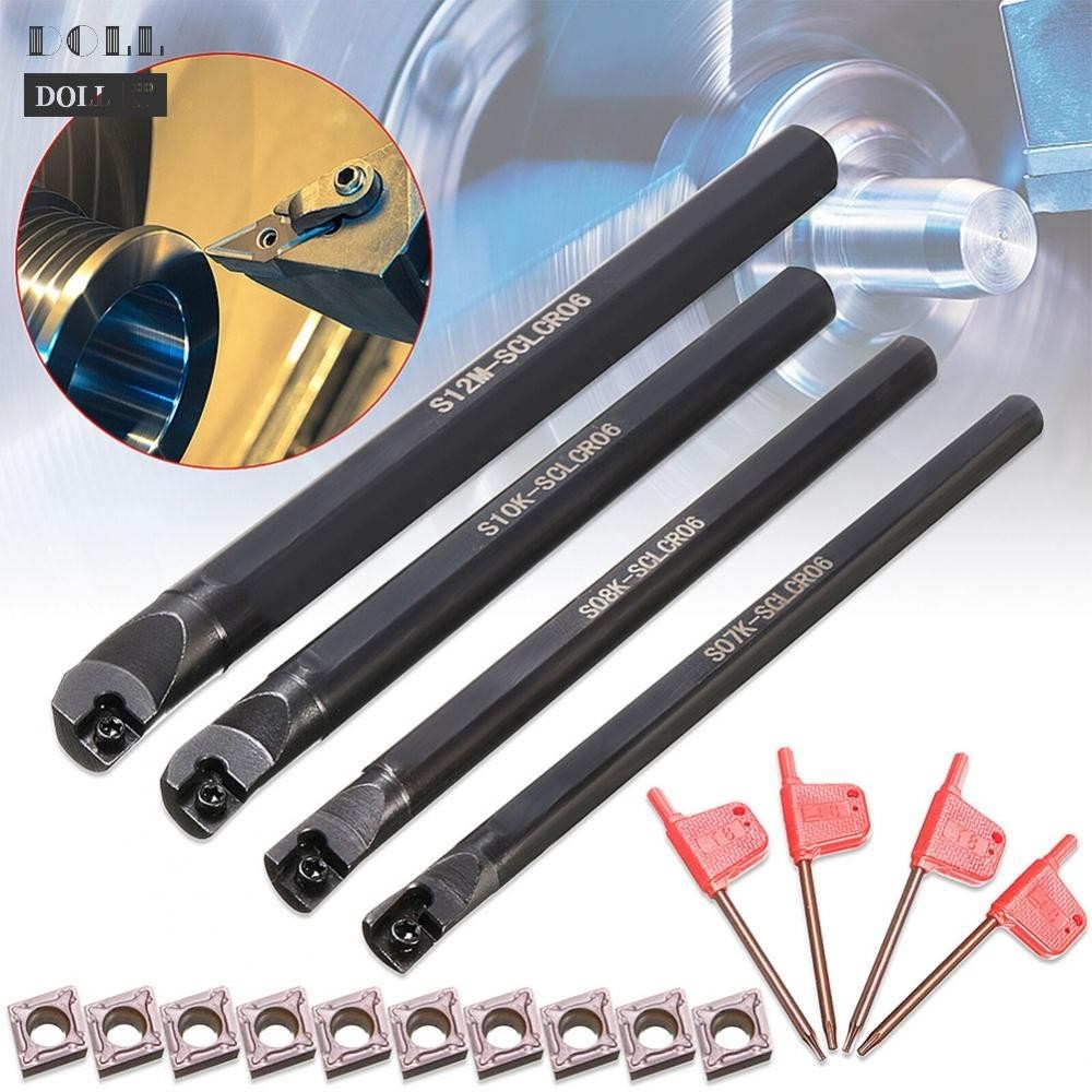 NEW>>7/8/10/12mm Shank Lathe Boring Bar Turning Tool Holder Set+Carbide ...