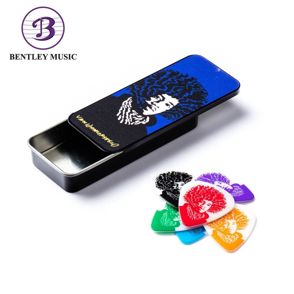 Jim Dunlop Plektren – Medium Stärke – Limited Edition John Van Hamersveld Design Mit Jimi Hendrix Motiv – In Praktischer Dose