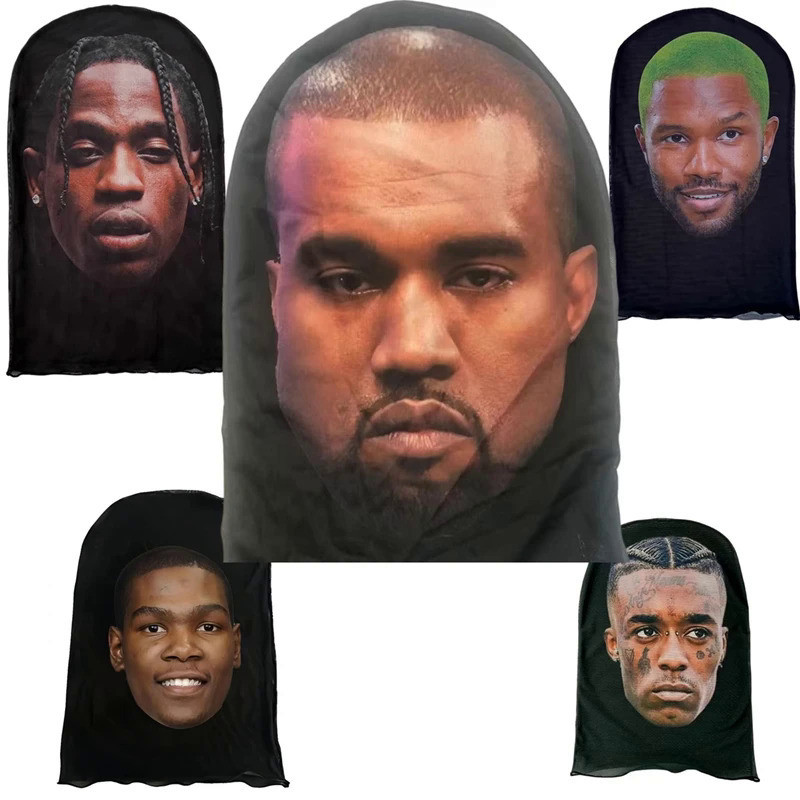 Celebrity Hasbull Kanye West Shiesty Travis Scott Mask Full Face Rapper ...