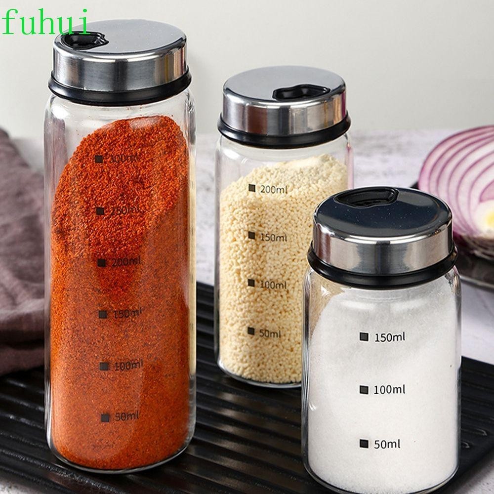 Fuhui กระปุกใส่เครื่องเทศ พร้อมสเกลบอกปริมาณ ฝาสเตนเลส ขวดเครื่องเทศ ...