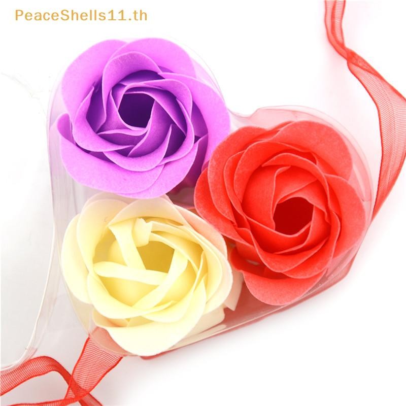 Peaceshells 3 ชิ้น/กล่องที่มีสีสันหอมกลีบอาบน้ําสบู่กระดาษ Rose ดอกไม้ ...