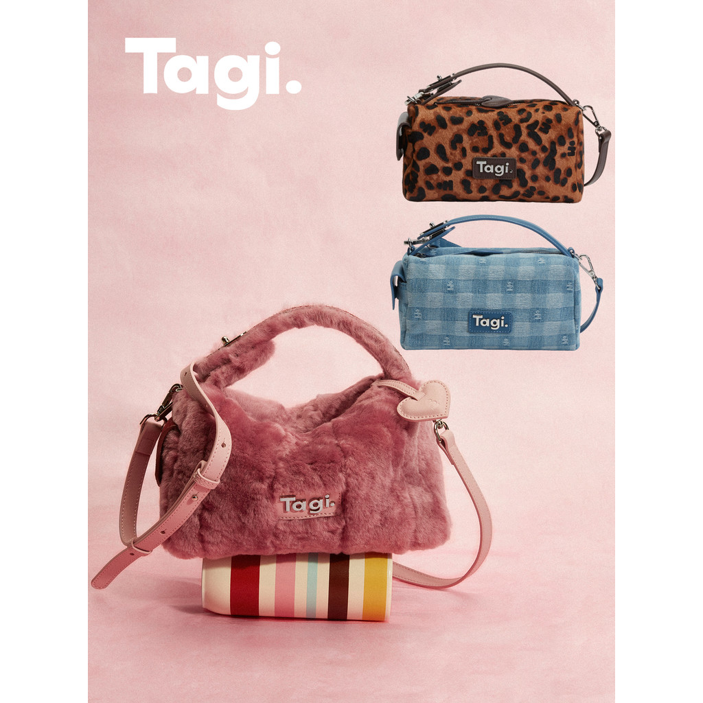 Tagi. Bag of Blocks Lamb Wool Denim Mohair กระเป๋าถือ Commuting กระเป๋า ...
