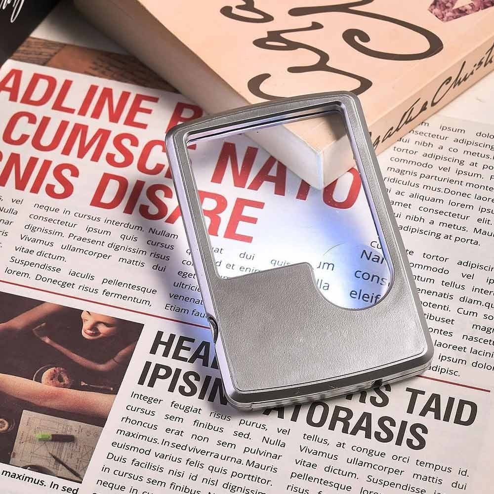 Mini Card Type Led Magnifier for Elderly Handheld Loupe with Leather ...