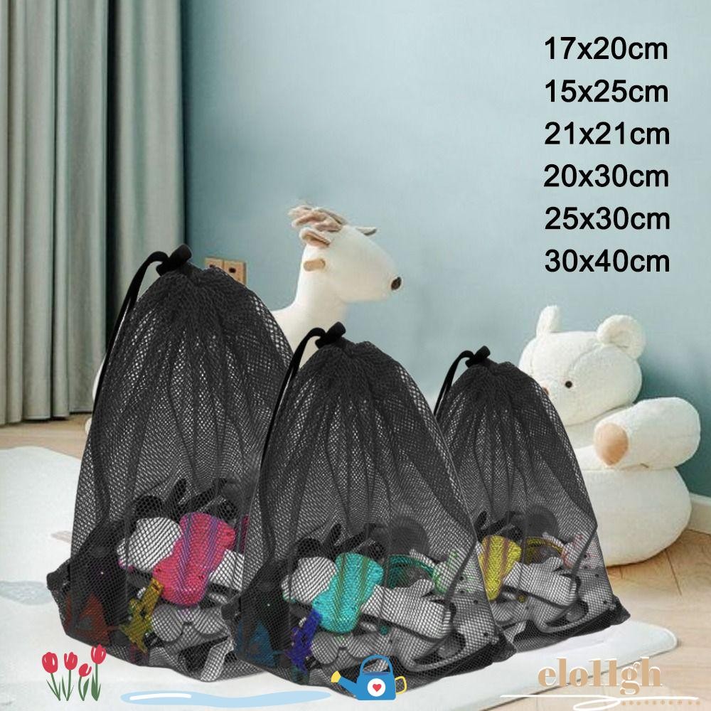 Elo11 Drawstring Storage Pouch Bag, ถุงซักผ้าไนลอนสีดํา, ถุงตาข่ายอเนก ...