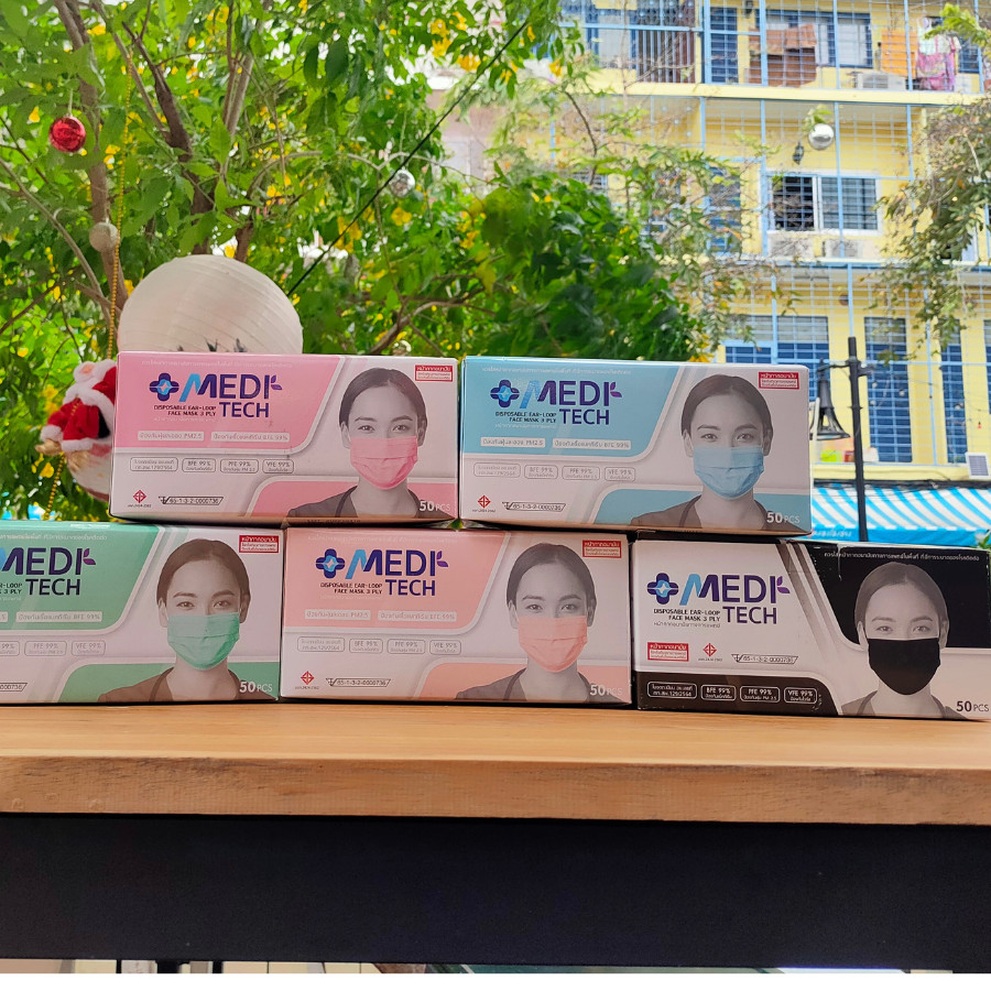 MeDiTech Mask หน้ากากอนามัยการแพทย์ แมสทางการแพทย์ แมส 3 ชั้น เนื้อผ้า ...