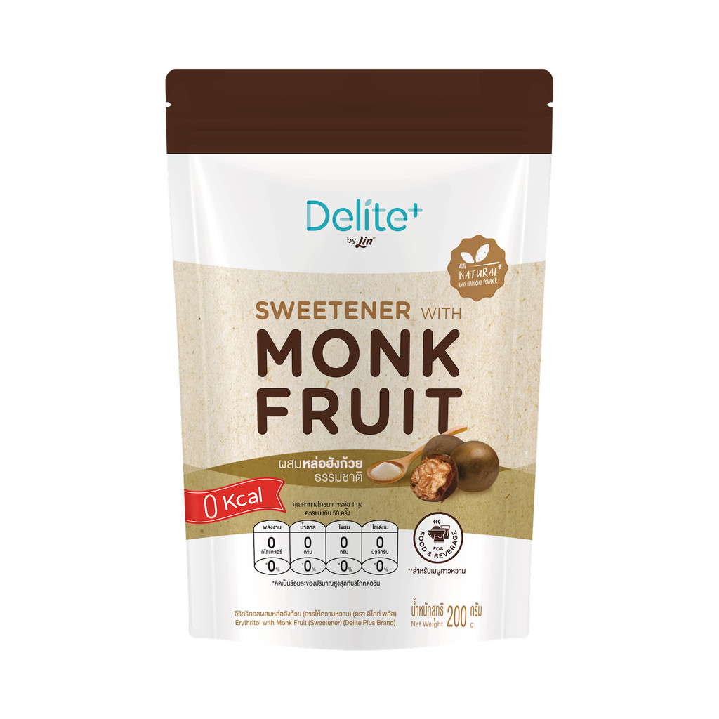 น้ำตาลหล่อฮังก้วย ดีไลท์ พลัส (Delite+ Erythritol with Monkfruit ...