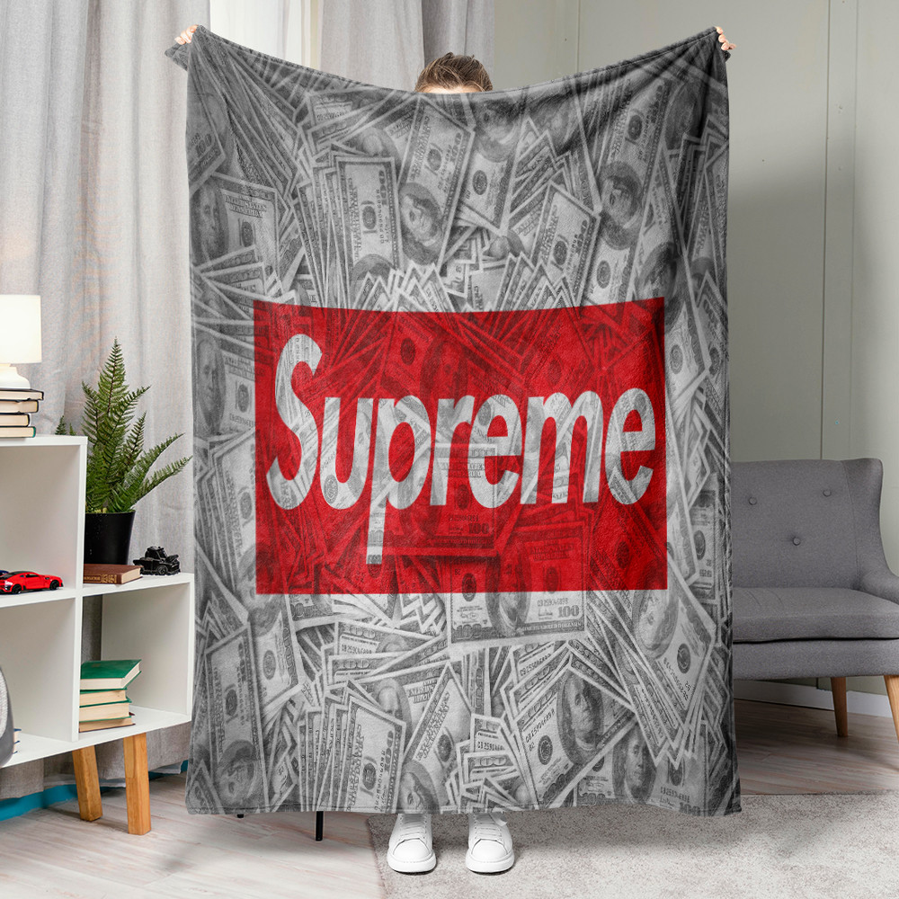 ผ้าห่มสักหลาด พิมพ์ลายโลโก้ Supreme เหมาะกับของขวัญที่ดีที่สุด สําหรับคน - Main Image