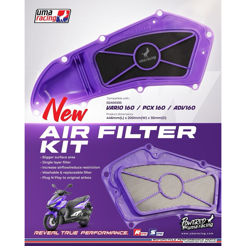 Uma RACING HONDA VARIO160 ADV160 PCX160 RACING ชุดกรองอากาศโดย UMA ...