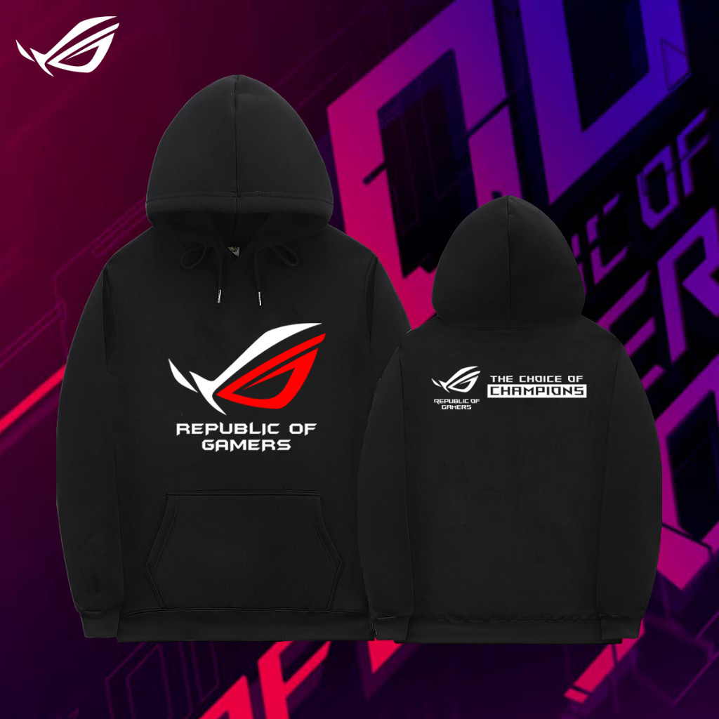 เสื้อฮู้ดผ้าฝ้ายเ พิมพ์ลายโลโก้ Republic Of gamers ROG สําหรับผู้ชาย ...