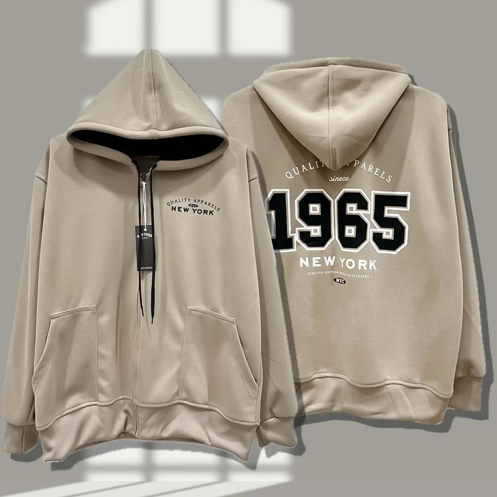 เสื้อคลุมแขนยาว New york 1965 เสื้อกันหนาว มีฮู้ด สกรีนใหม่ สีดำ กากี ครีม กรม แดง กาแฟ https://wayoza.com