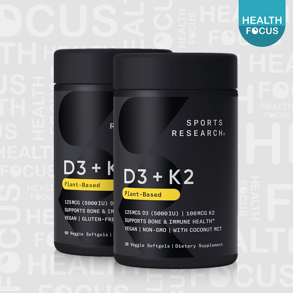 [พร้อมส่ง] Sports Research Vitamin D3 + K2 Plant-Based D3 125mcg[5000IU ...