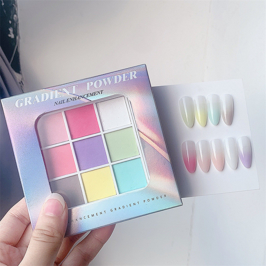 Cross-border Exclusive Supply 9 สีเล็บ Solid Gradient Powder Magic ...