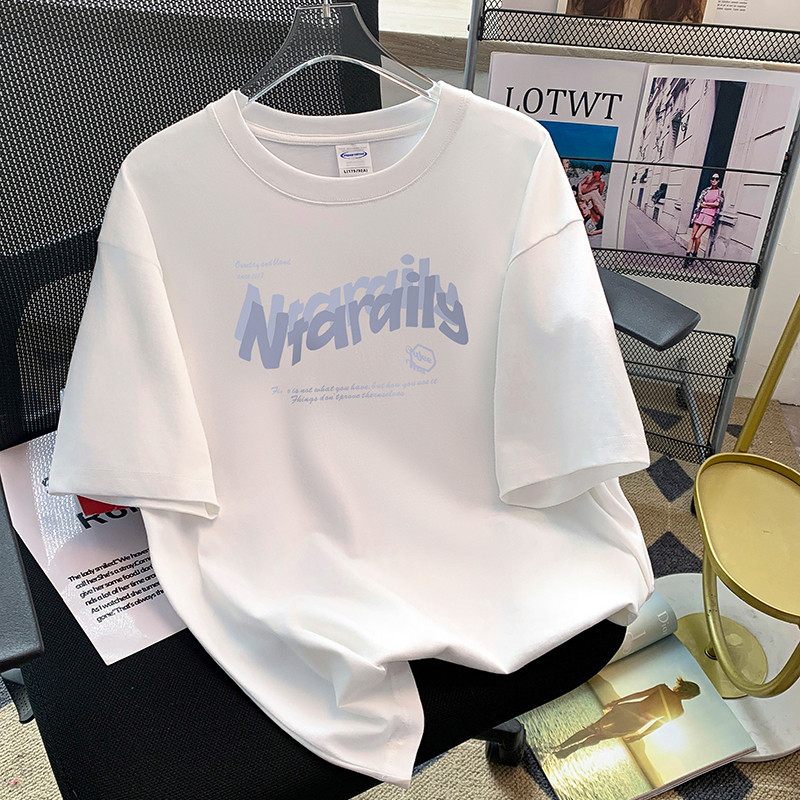 ผ้าฝ้าย 100% เวอร์ชั่นเกาหลีแขนสั้น ขนาดใหญ่เกินไป เสื้อยืดหลวมนุ่ม ...