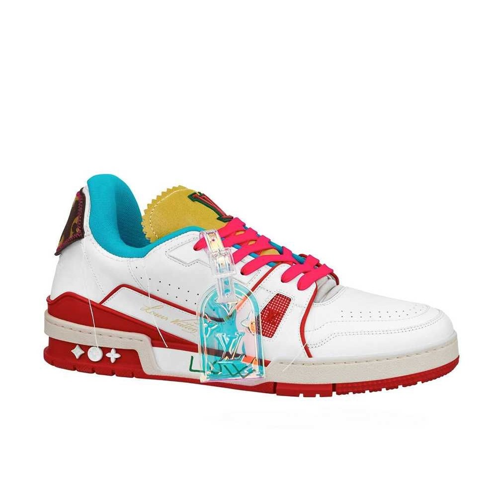 LOUIS VUITTON TRAINER LINE SNEAKER JP NEON RED Unused | Shopee Thailand