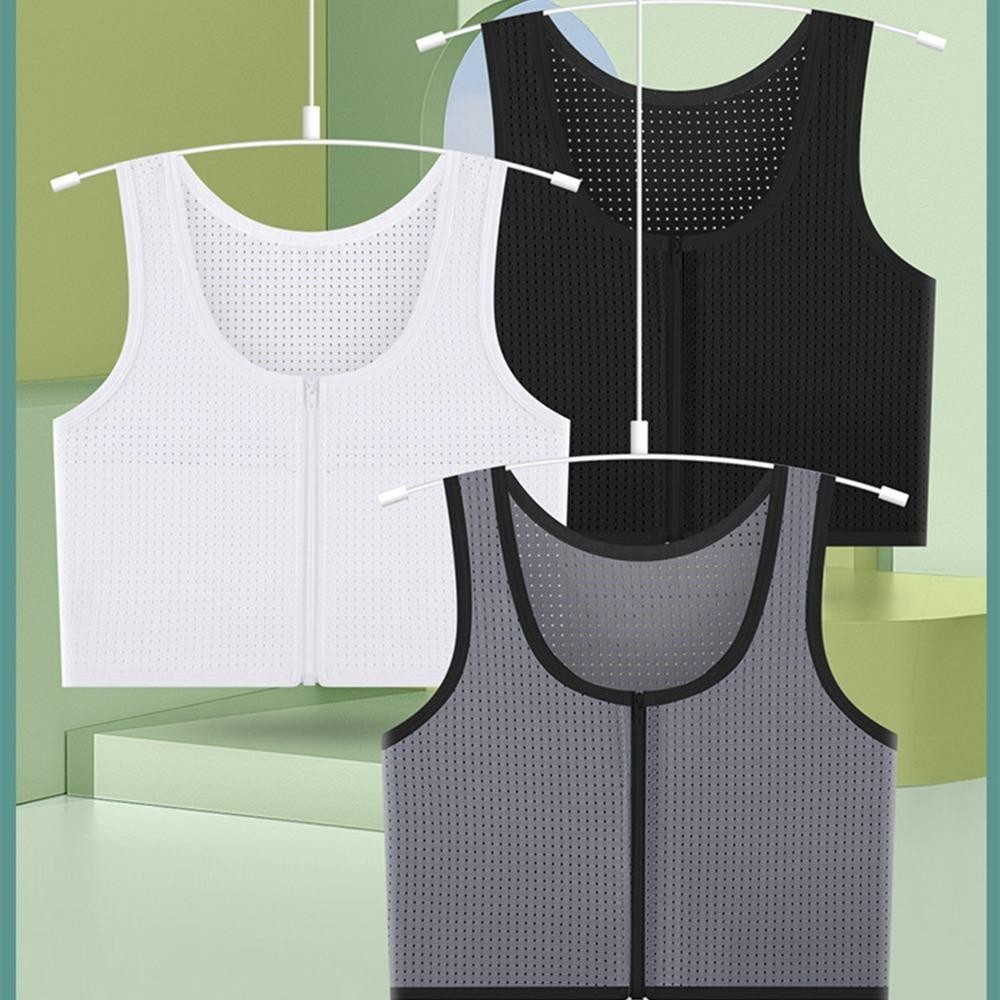 Sandieyagen Fitting Corset Vest, หน้าอกแบน Slim Breathable Zipper Chest ...