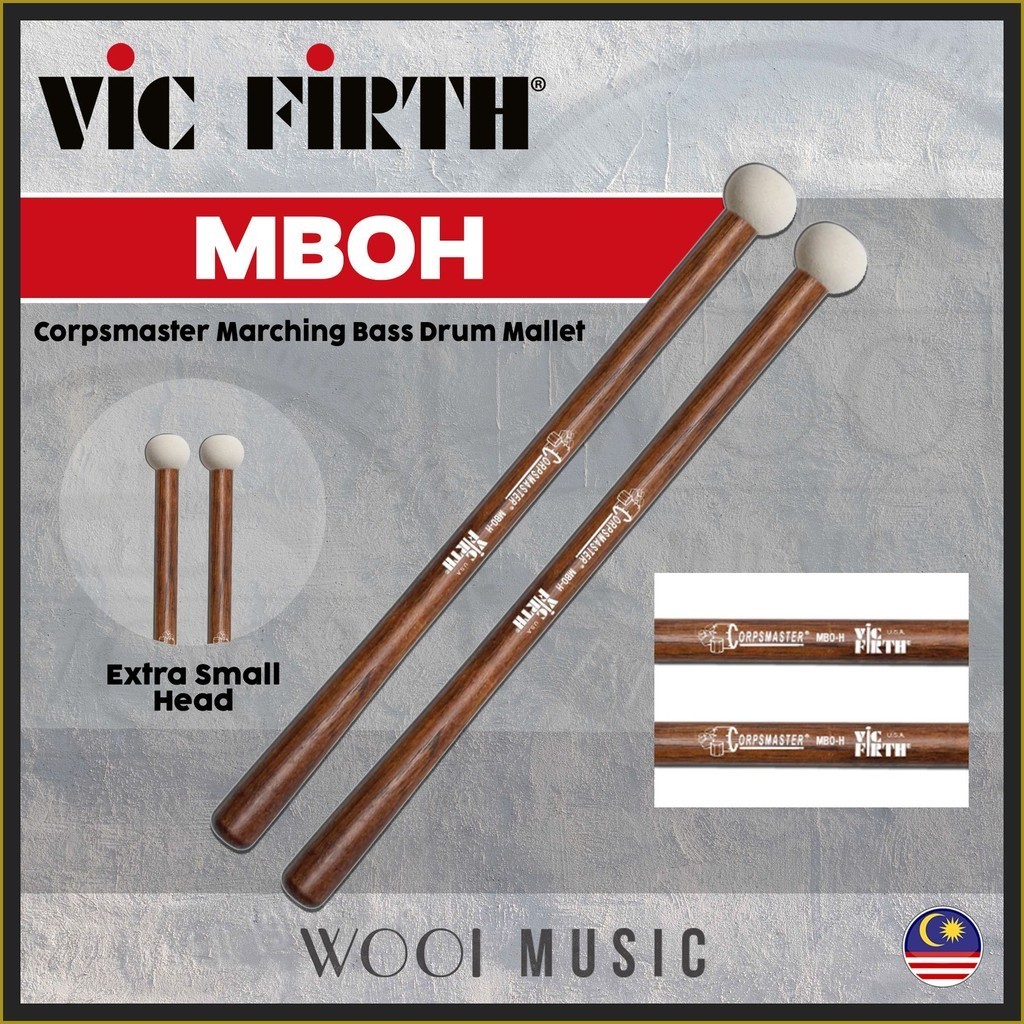 Vic Firth MB0H Corpsmaster Marching Bass Drum Mallets - หัวเล ็ กพิเศษ ...