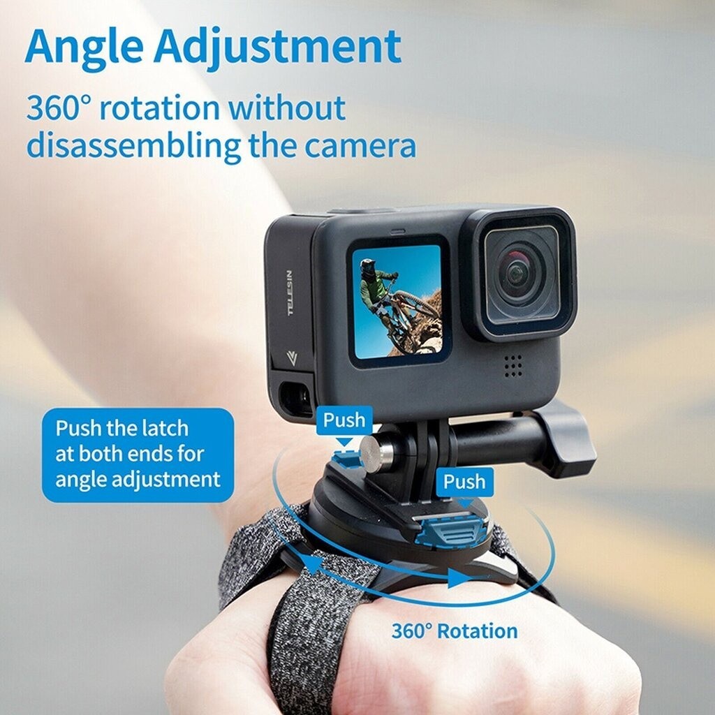 Telesin 3 in 1 360 Rotation Hand Wrist Strap Quick Adjust Mount สายรัด ...