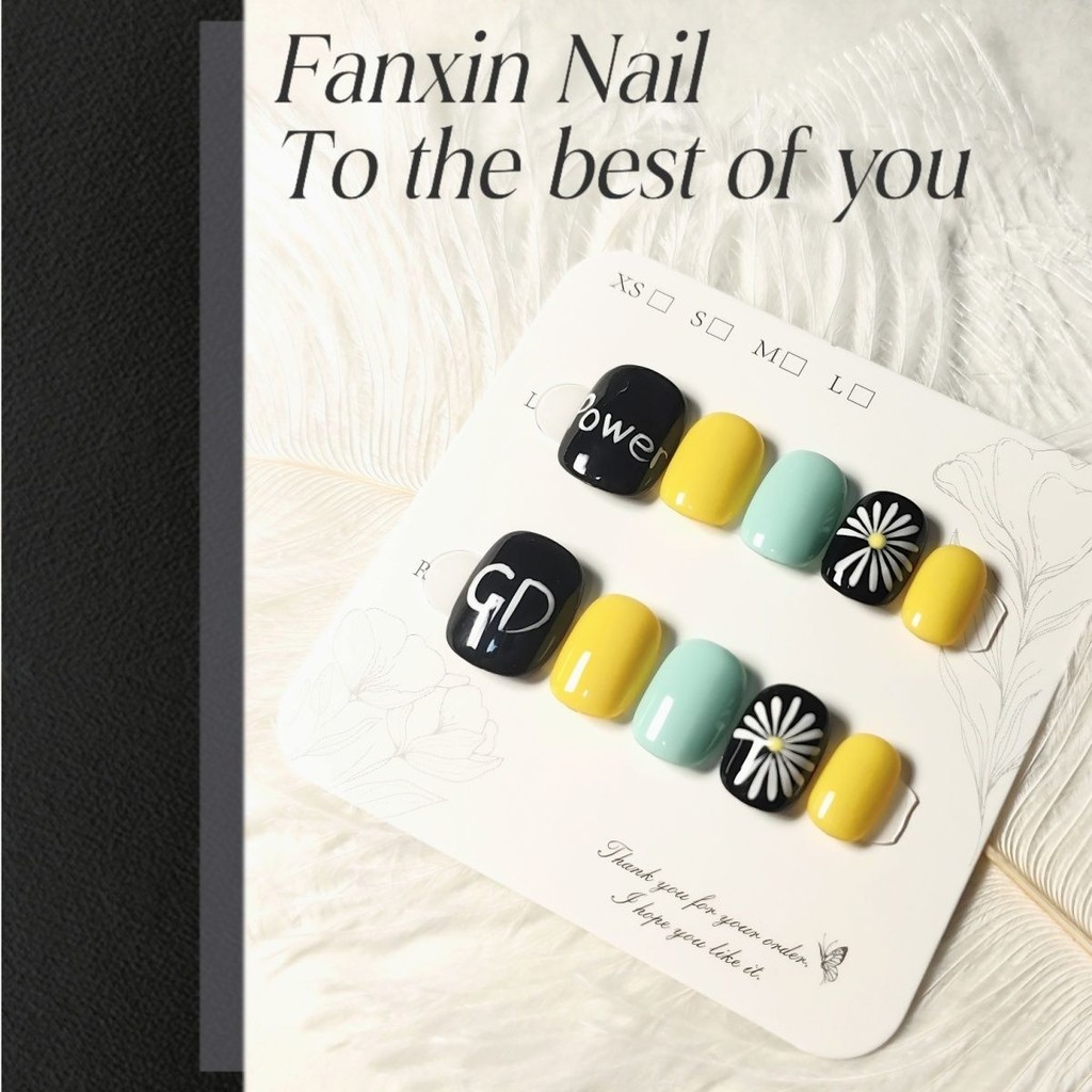 Pdd// Kwon Ji-Dragon Daisy Handmade Wear Nails ins Short Nails Kwon Ji ...