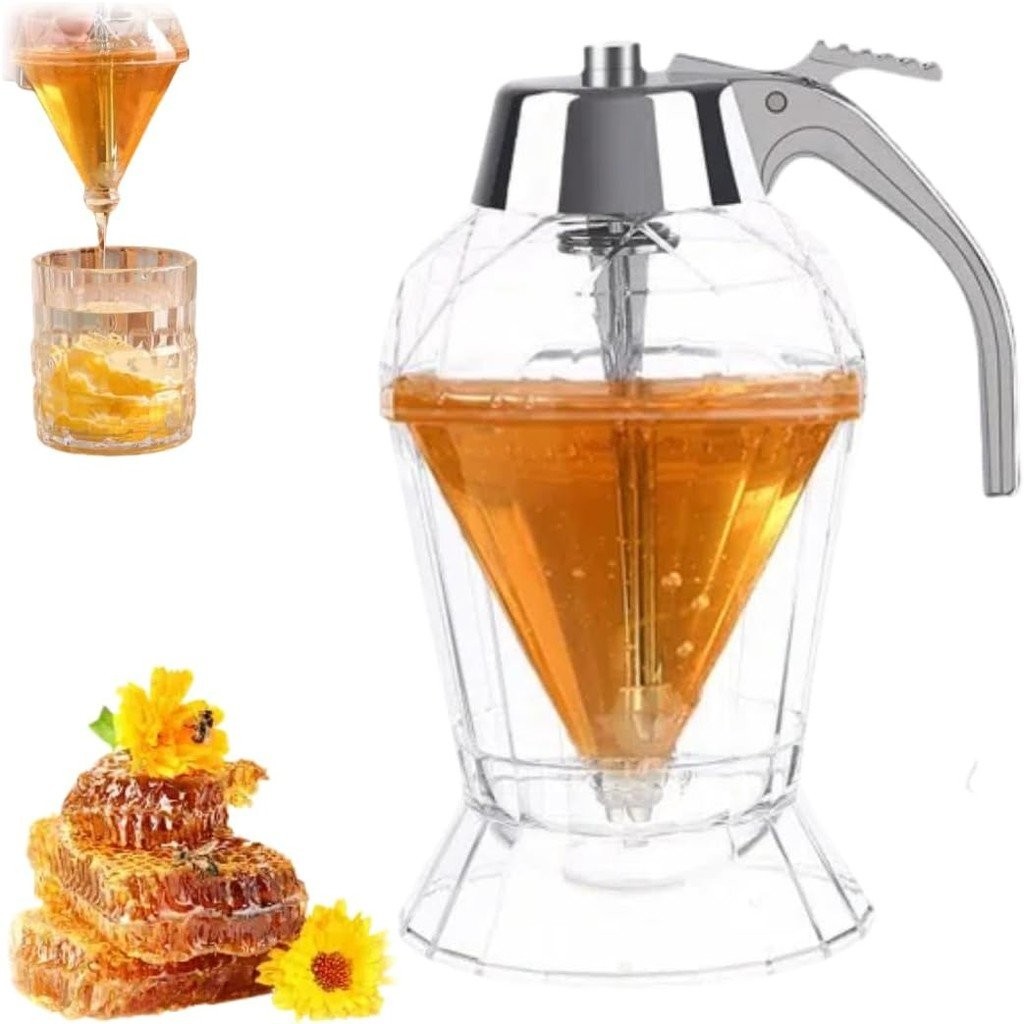 Honey Dispenser 2025 New honey Pot with Stand, Clear Honey Jar, No Drip ...