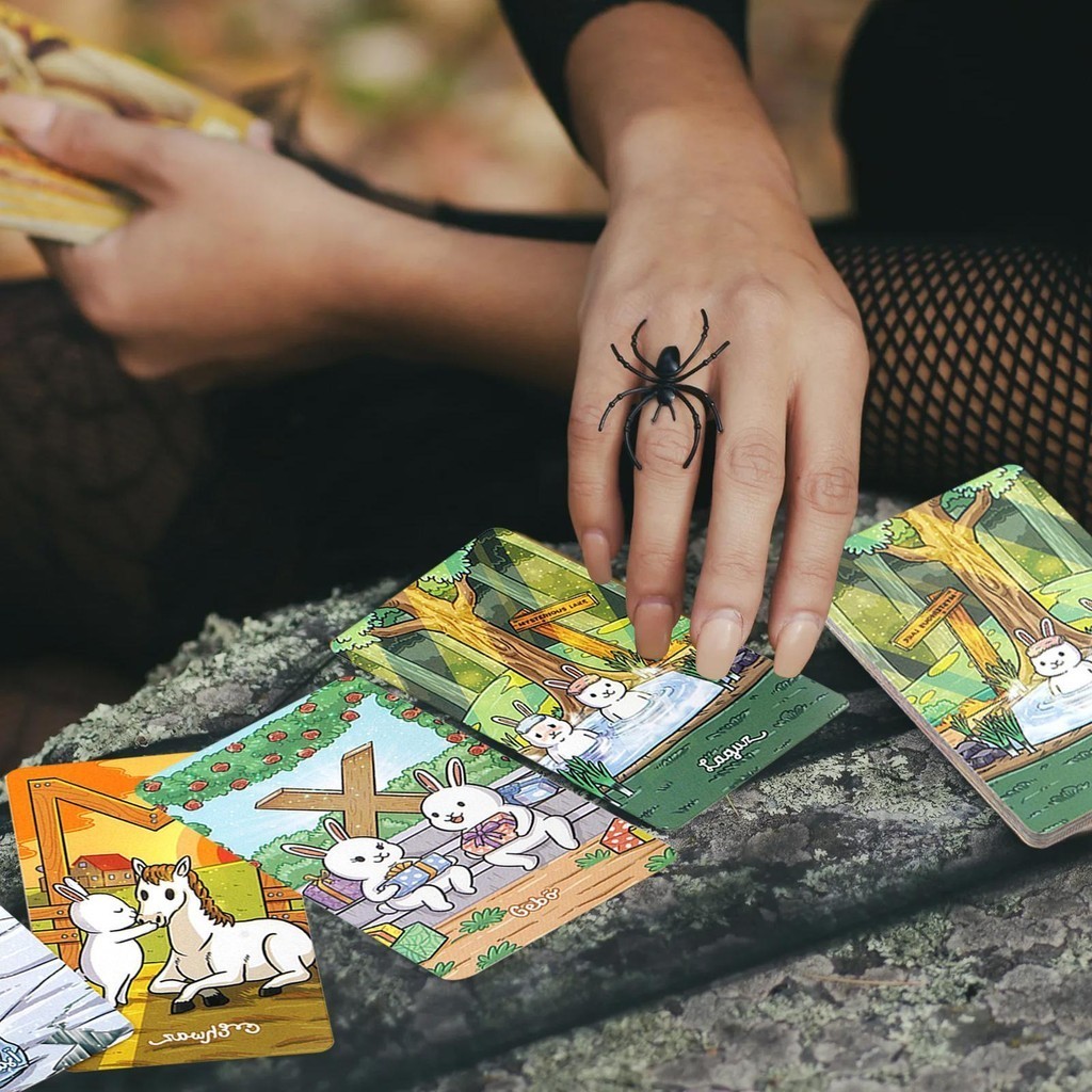 ภาษาอังกฤษ Chubby Bun Rune ไพ ่ ทาโรต ์ Magic Cards Deck และ Guidebook ...