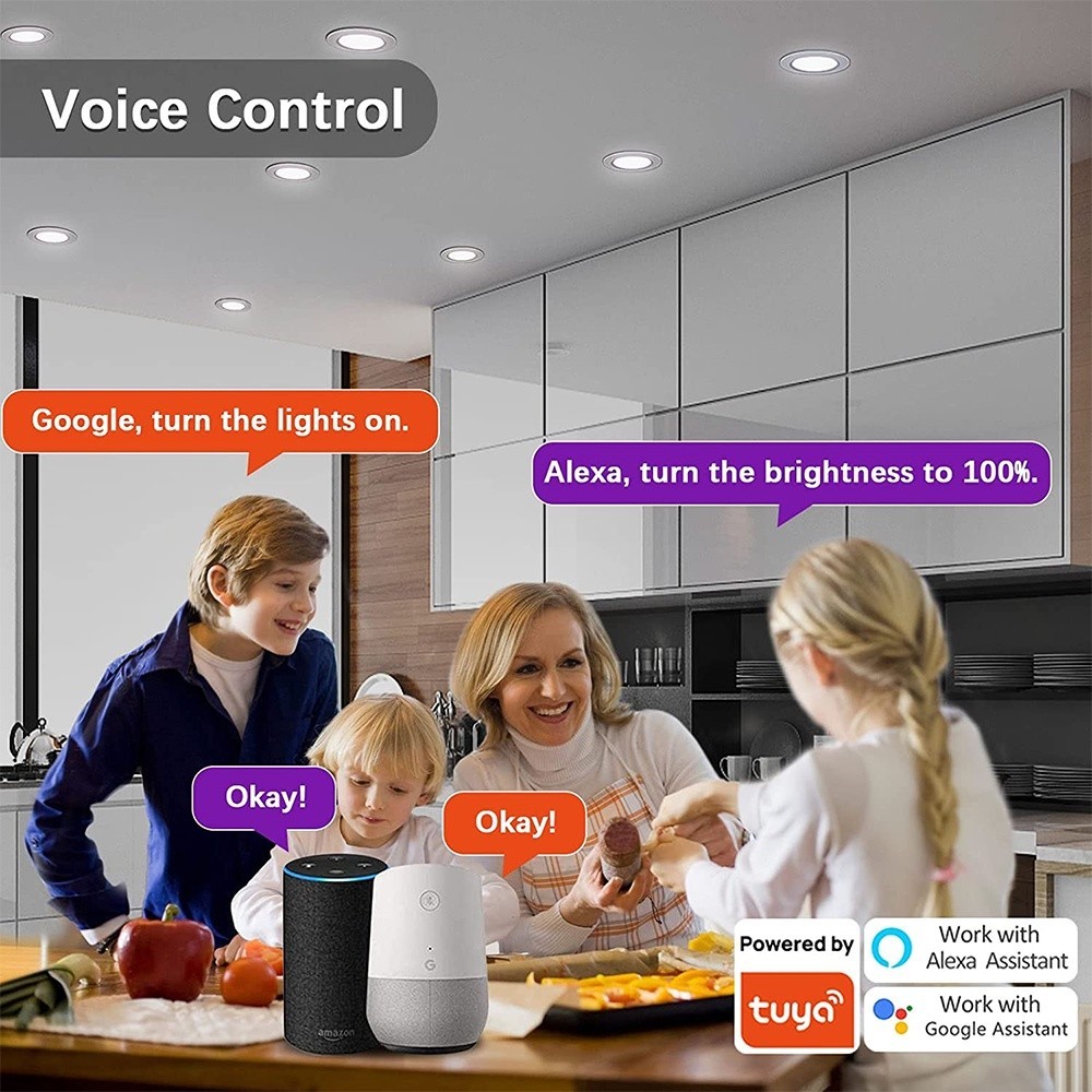 Tuya App Control 10W 15W ไฟเพดาน 220V แสงอัจฉริยะ โคมไฟ WiFi ทำงานกับ ...