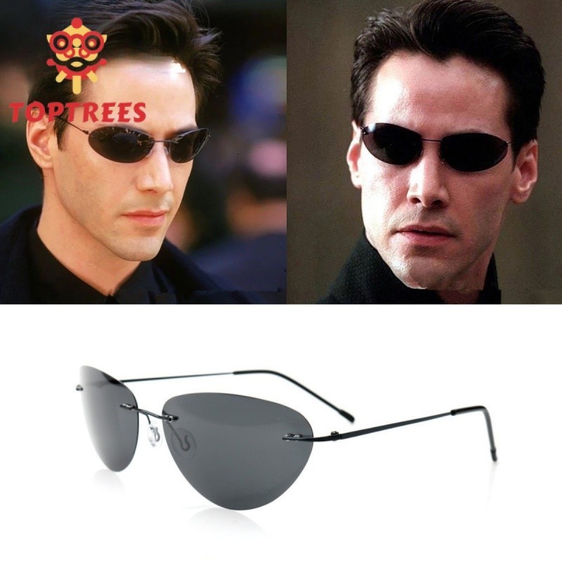 Rimless Polarized Sun แว่นตาสําหรับชาย Matrix Neo สไตล์ Anti UV Anti ...